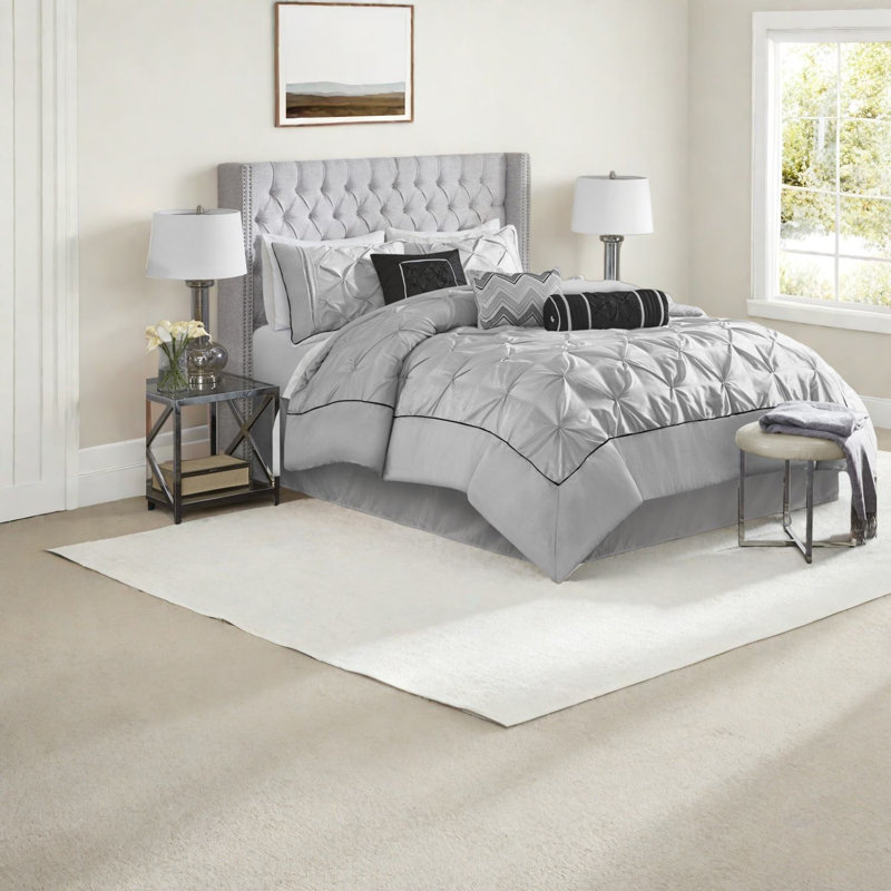 Ensemble de literie en polyester gris capitonné pour la maison