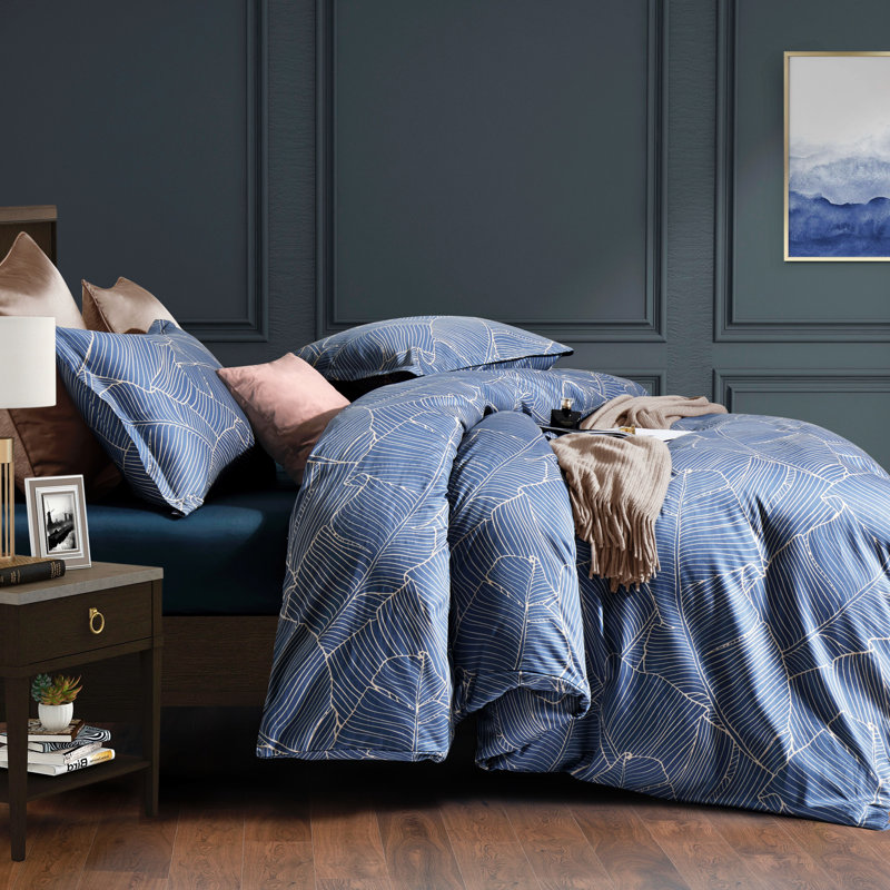 Cotton Sateen Floral Duvet Cover, King Duvet Cover + 2 Shams
