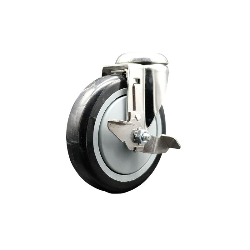Polyurethane Swivel Caster with Brake, Black