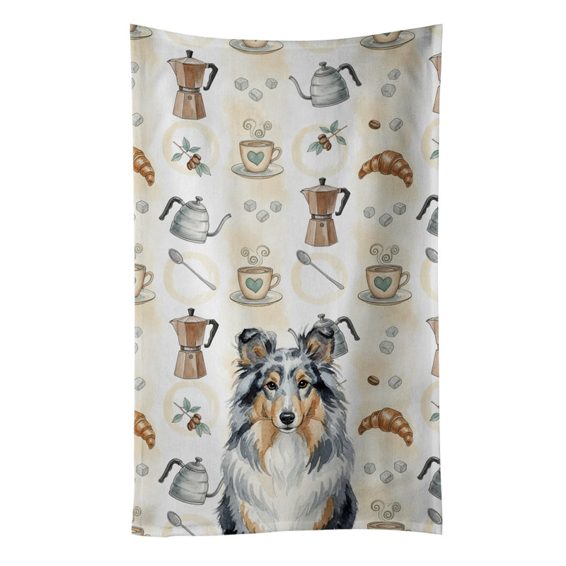 Serviette de cuisine Coffee Bar, Blue Merle Sheltie