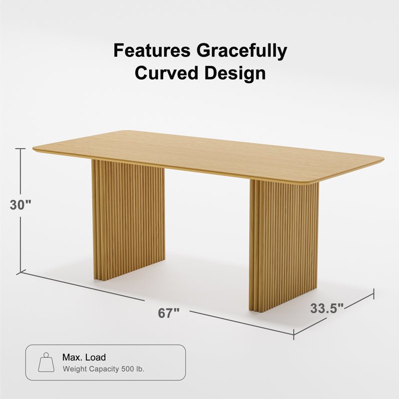 Maitilde Rectangular 30"H Wood Dining Table, Natural Wood, 30"H x 67"L x 33.5"W