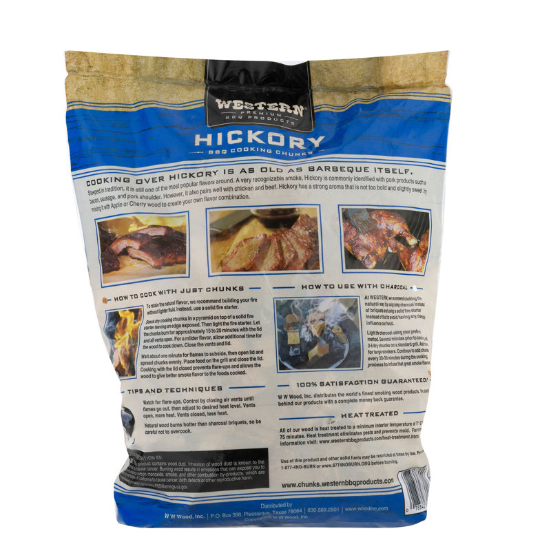 Western Premium BBQ 570 Cu In Hickory Barbecue Grill Cooking Wood Chunks(2 Pack)
