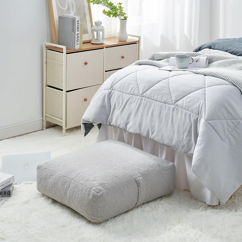Coussin de sol Rainha Cozy - carré - gris glacier, Couleur unie
