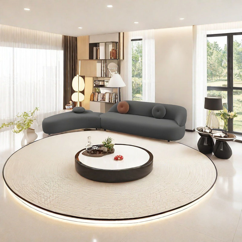 Négociation de canapé d'affaires luxueux et léger, Gris, H 29,53 po x l 125,98 po x P 66,93 po