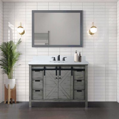 Meuble-lavabo simple 48 po x P 22 po comptoir en quartz blanc