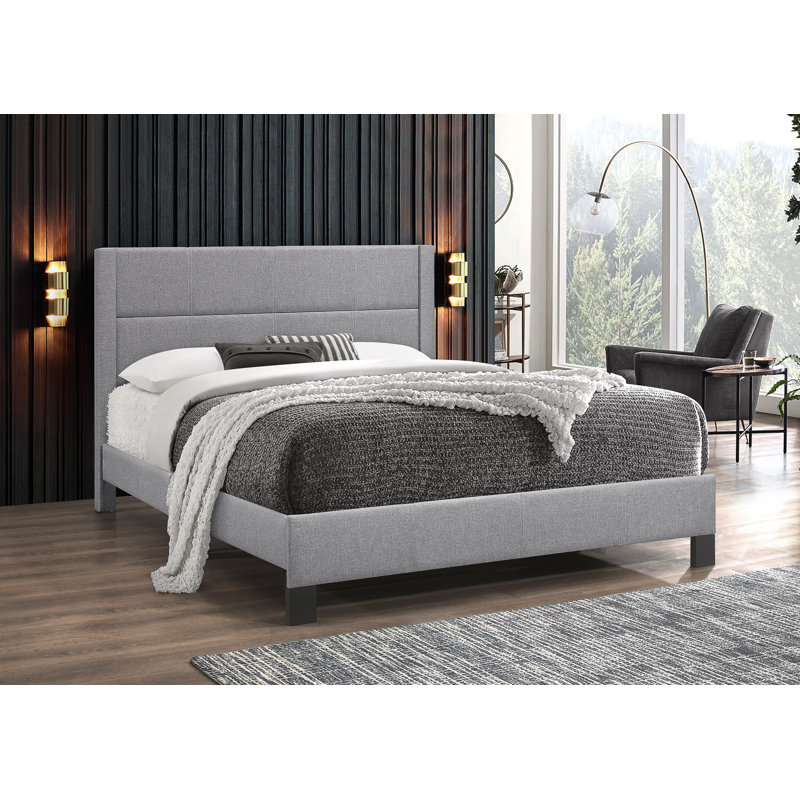 Allyria Upholstered Bed, Twin, Light Gray