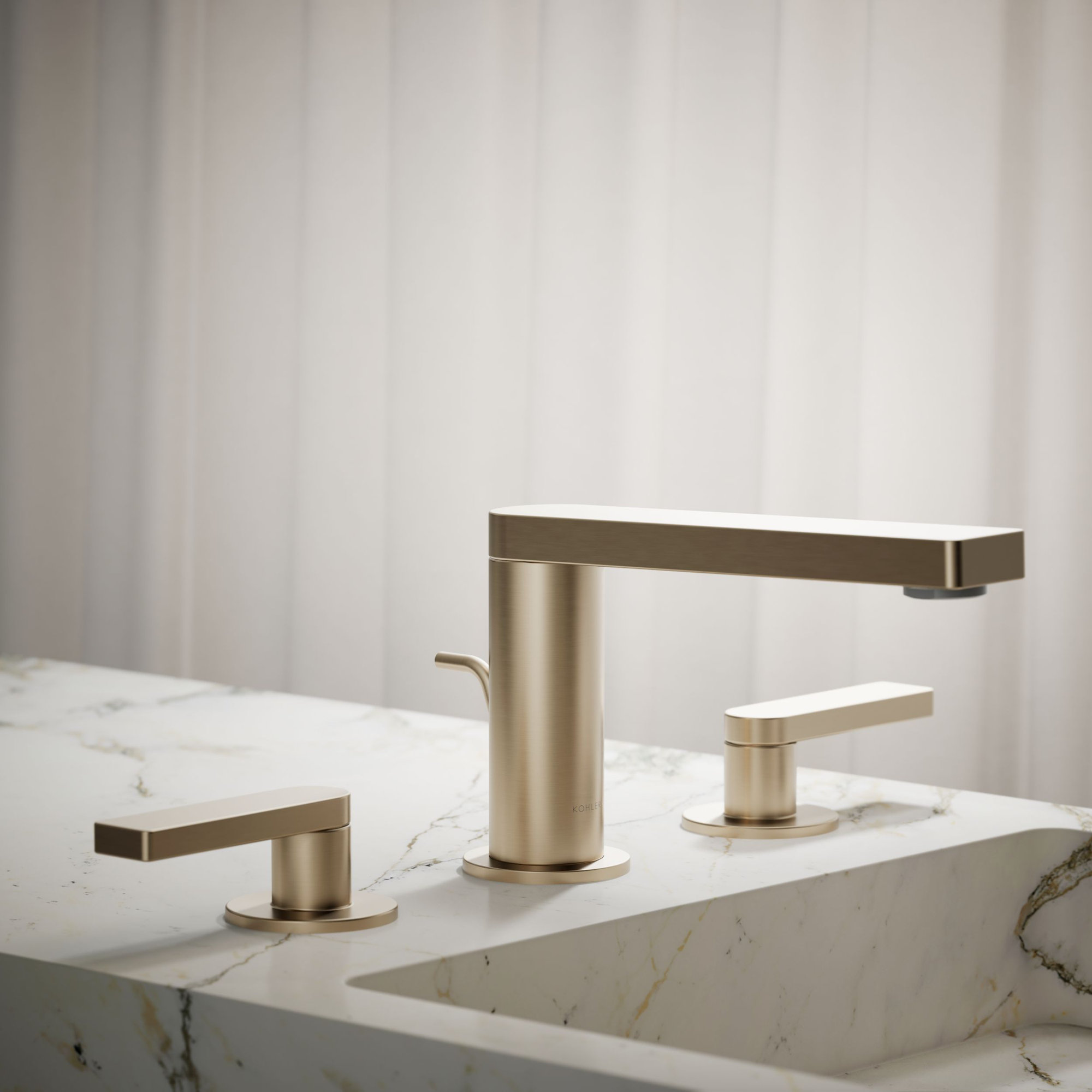 Composed Widespread Bathroom Faucet with Drain Assembly, Vibrant Brushed Bronze