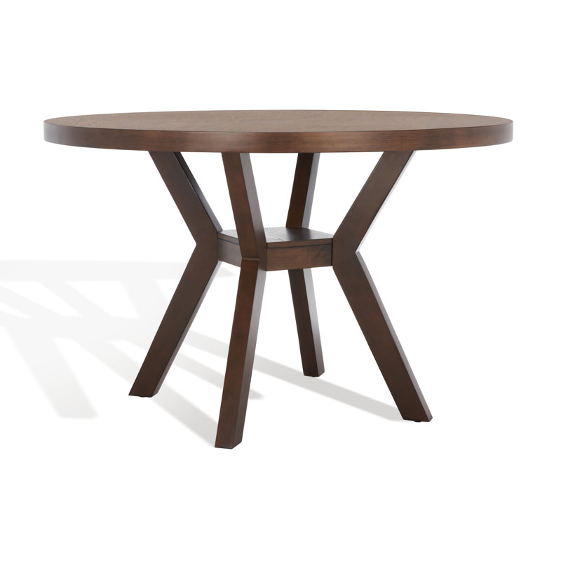 Round Solid Wood Base Dining Table, Medium Oak