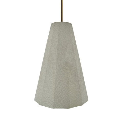 Radiance - Luminaire suspendu cannelé 1 lumière - Vert céladon craquelé - Laiton antique - l 9 po x H 13 po - DEL dédiée - Tige rigide