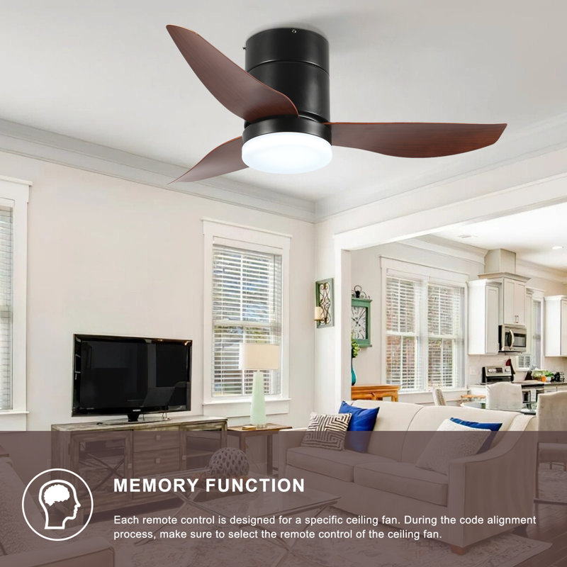 36 po Ventilateur de plafond noir avec télécommande et lumière