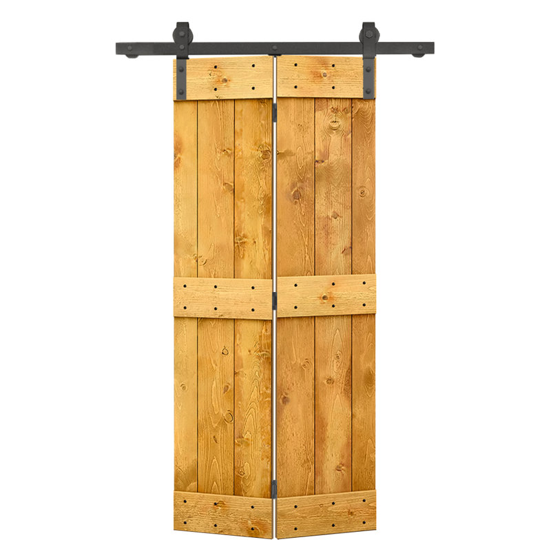 Porte de grange pliante en bois DIY avec ensemble de quincaillerie coulissante, 20 po x 84 po, Érable colonial