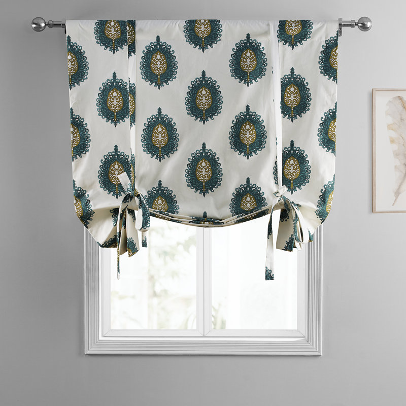 Abat-jour de fenêtre en coton imprimé pour chambre, salon et chambre à coucher, Bleu sarcelle maya