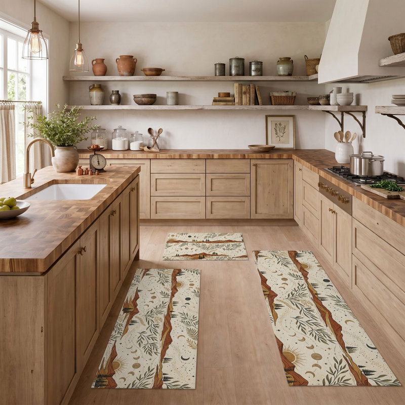 Botanical Tree Non-Slip Washable Kitchen Mats