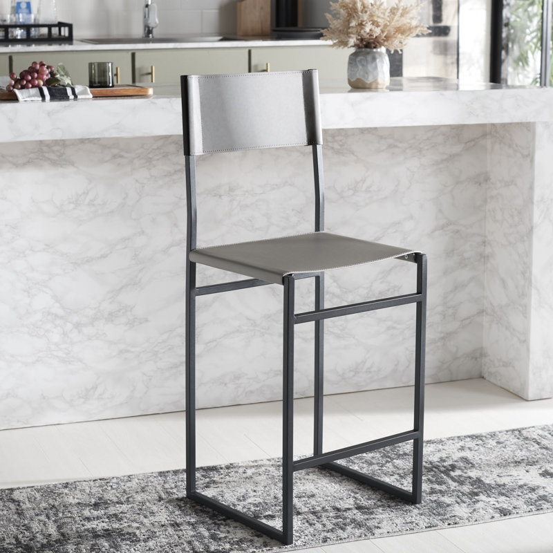 Fairbanks Counter Stool with Metal Frame, Light Gray, Bar Stool (30" Seat Height)