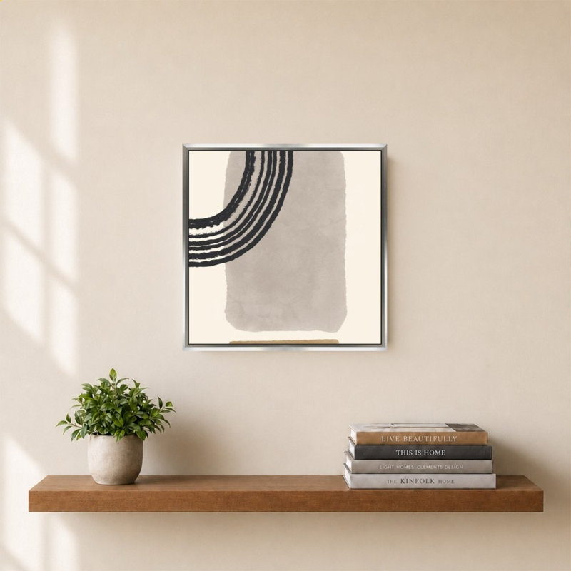 «Geo Abstract III Neutral Pink» par Becky Thorns - impression sur toile, 28" H x 28" W, Silver