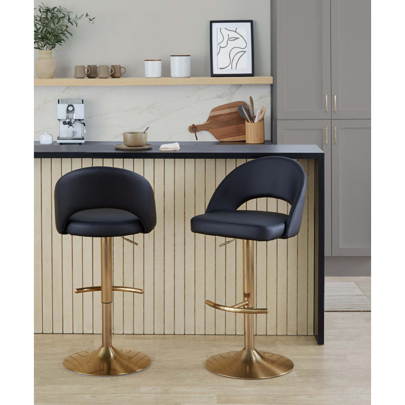 Ensemble de tabourets de bar modernes réglables avec pivot et repose-pieds, Black