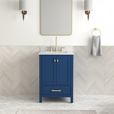 Meuble-lavabo autoportant de 24 po avec comptoir en marbre