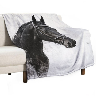 Jeté noir en flanelle de luxe