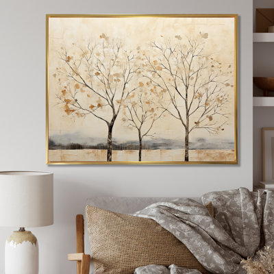 Harmonisation d'arbres beige V sur toile