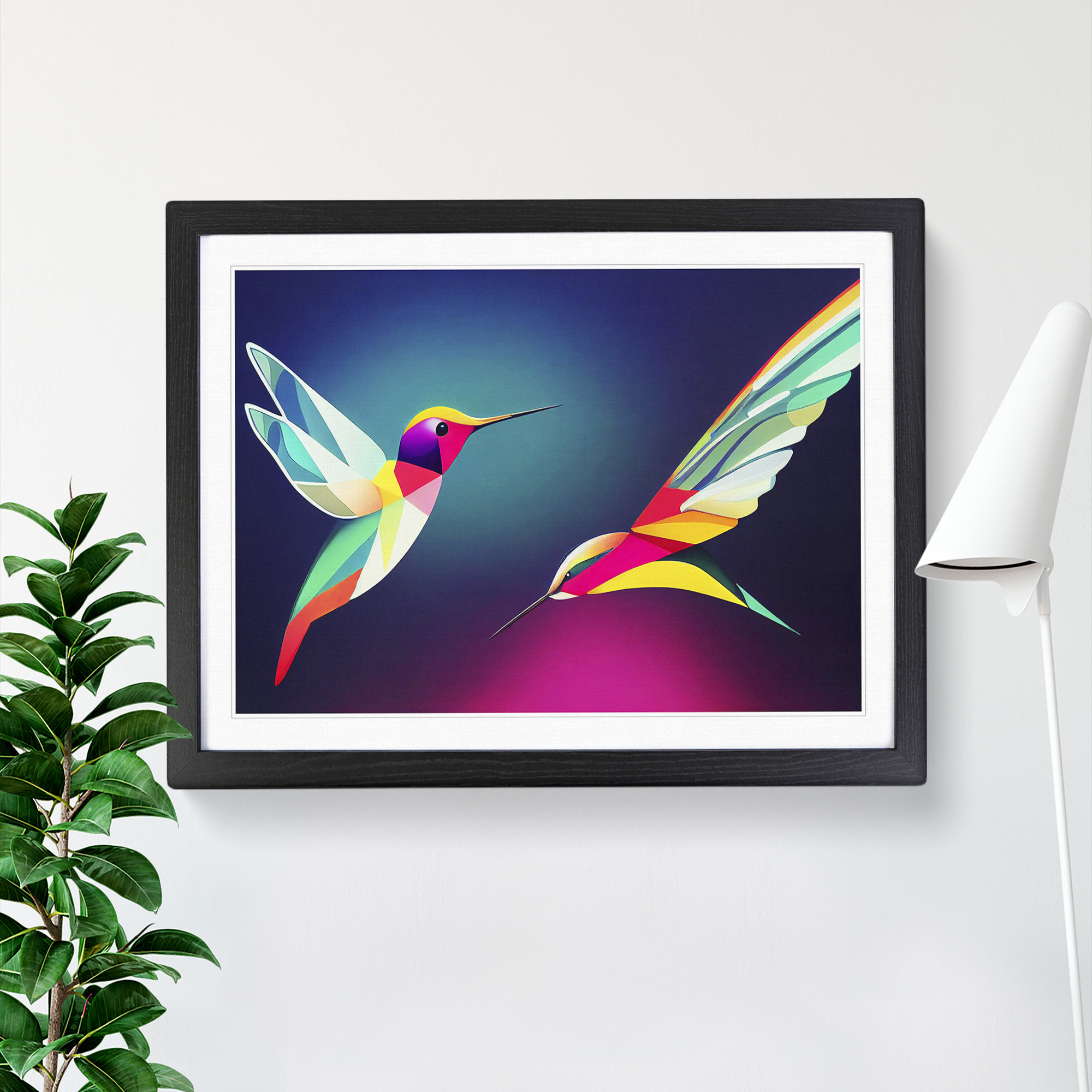 Marlow Home Co. Groovy Hummingbirds Abstract - Picture Frame Graphic ...