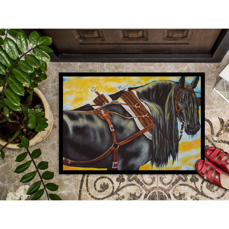 Tapis de porte pour l’extérieur anti-dérapant day of end cheval, Rectangle 1 pi 6 po x 2 pi 3 po