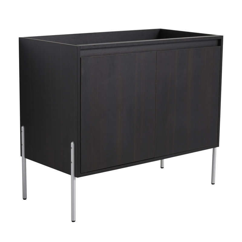 Meuble-lavabo de 36 po en chêne foncé, armoire à humidité et aspect moderne - texture