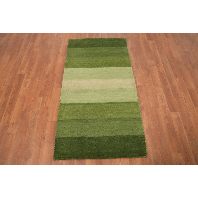 Tapis de couloir vert Gabbeh
