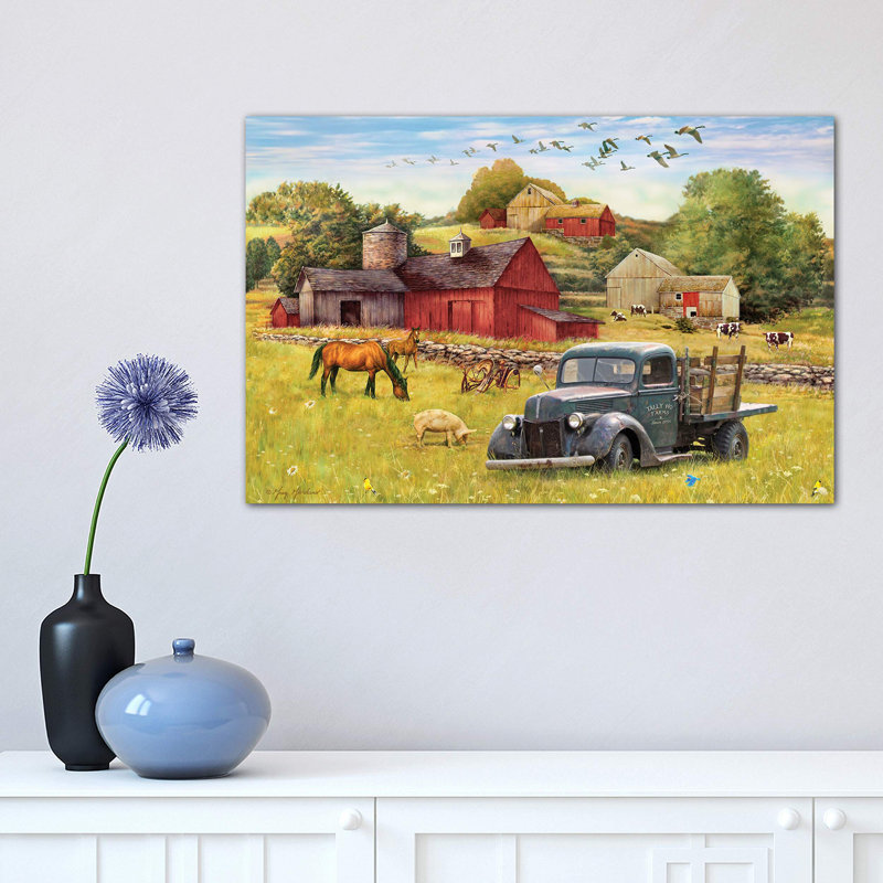Tally Ho Farms And Truck by Greg & Company - Wrapped Canvas Print, 30.48cm H x 45.72cm W x 1.91cm D