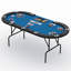 Table de poker ovale avec pieds pliables, plateau de jetons de poker, rails rembourrés et porte-gobelets-125488645-128812818