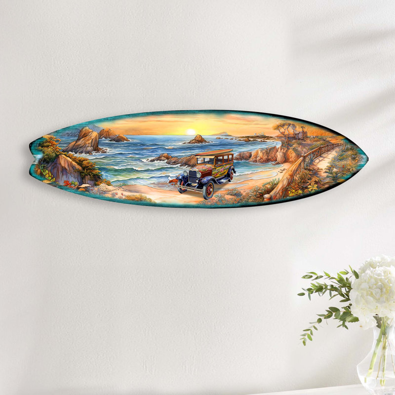 Décoration murale planche de surf, H 17 po x l 60 po x P 1 po
