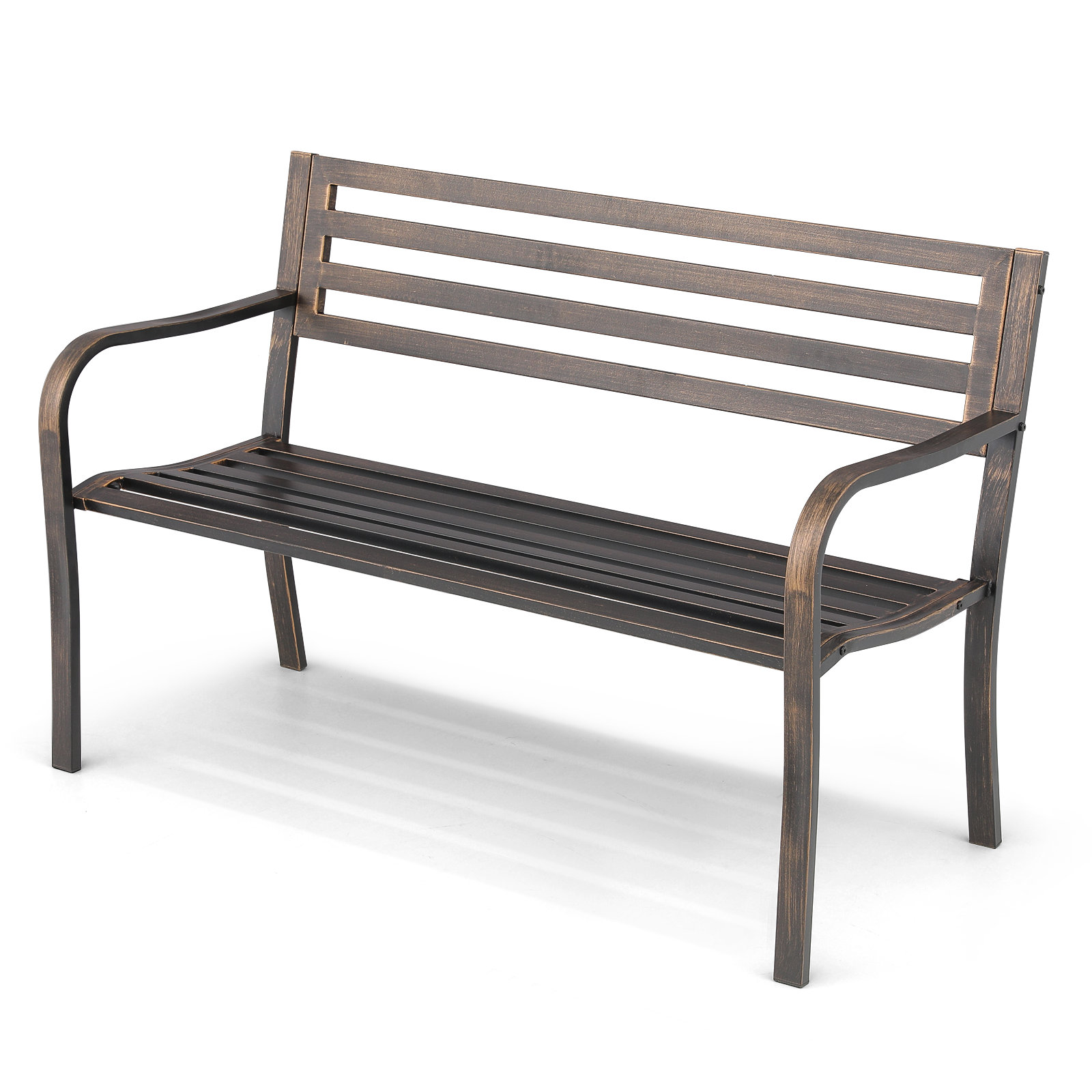 Red Barrel Studio® 50" Outdoor Garden Bench, 2-Person Metal Patio Bench ...