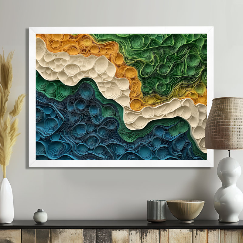 Biomorphism Eath Ephemeral Pathway - Art mural abstrait, Reproduction encadrée d'une seule photo, H 24 po x l 32 po, Blanc
