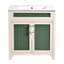Ensemble de meuble-lavabo 30 po avec lavabo en céramique, structure en bois massif, armoire de rangement moderne avec tablette réglable en hauteur