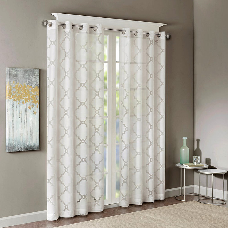 Panneau de rideau transparent Frwork Burnout (seulement 1 panneau PC), Blanc, L 50,06 po x L 84,04 po
