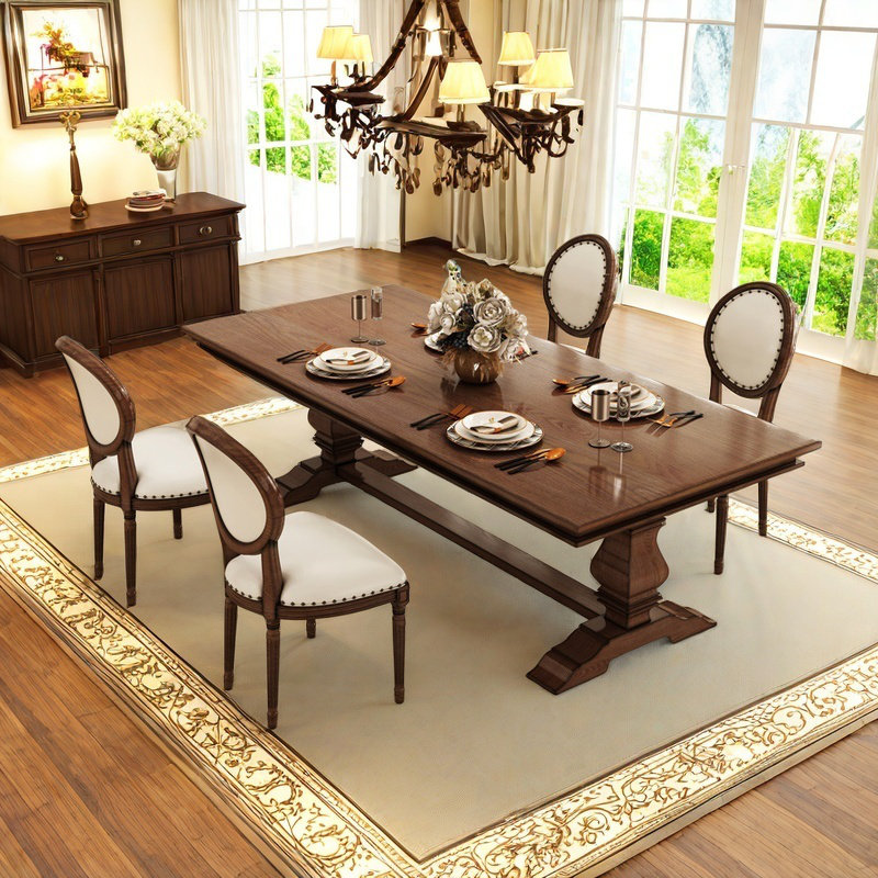 Table et chaises de salle à manger d'inspiration rétro, H 29,50 po x L 94,40 po x l 35,40 po