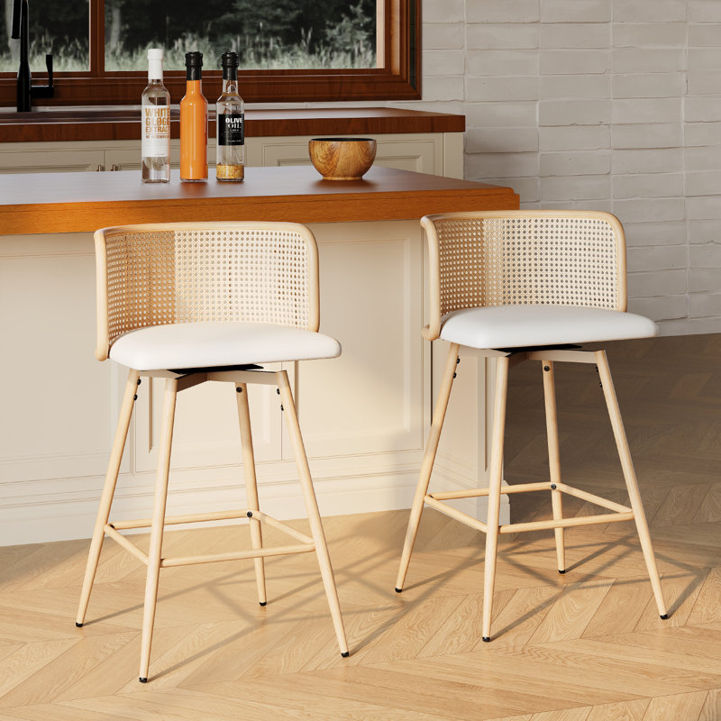 Ensemble de 2 tabourets de bar rotatifs 26 po H, Blanc