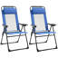 Set of 2 Folding Garden Chairs with Armrests, 5-Position Adjustable High Back, All Weather Texteline Seat Blue