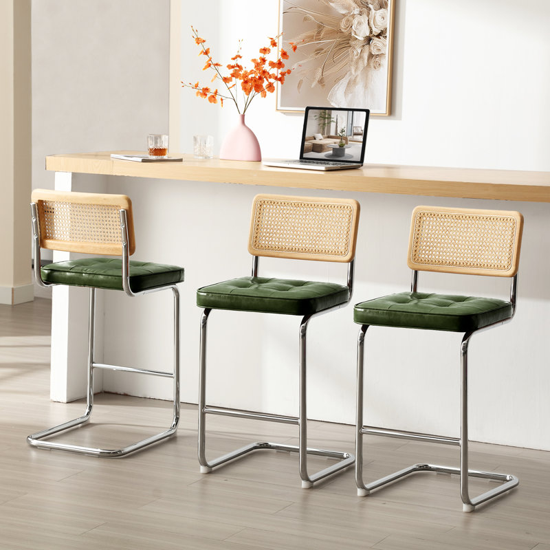 Tabouret de comptoir Marlow, Vert, 3, Brun / nombre de tabourets: 3 / hauteur du siège: