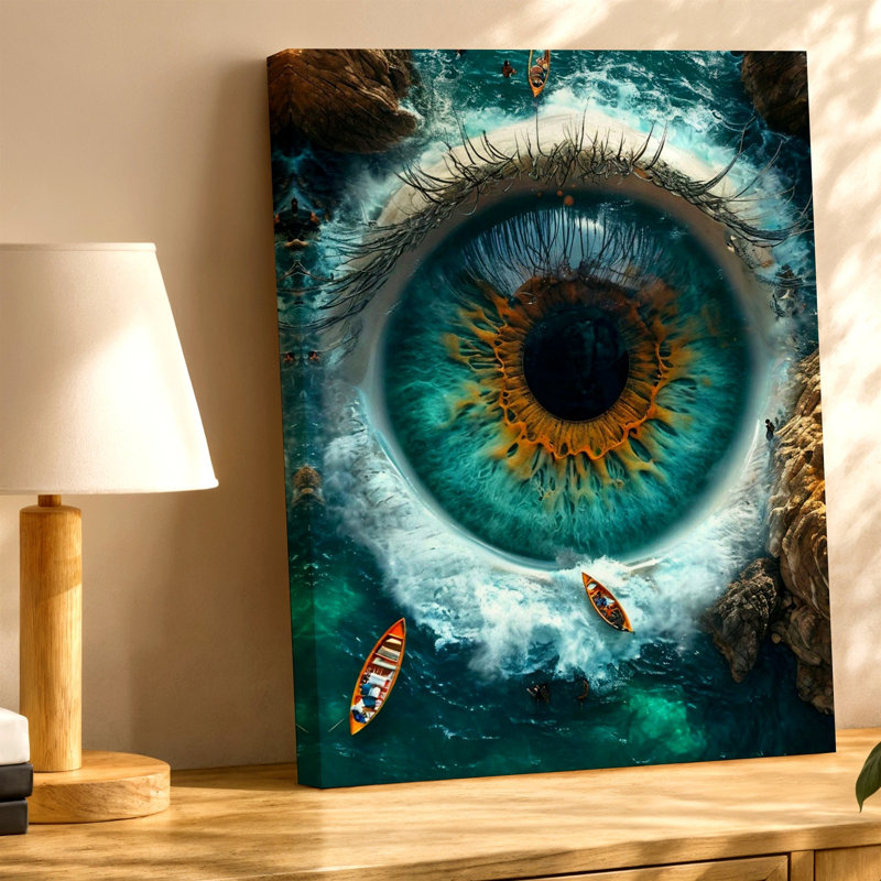 Reproduction d'art sur toile affiche sur toile, vue sur l'océan, bateau surréel, 30 x 40 in