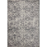 Gausman Floral Machine Woven Polypropylene/Polyester Area Rug in Gray