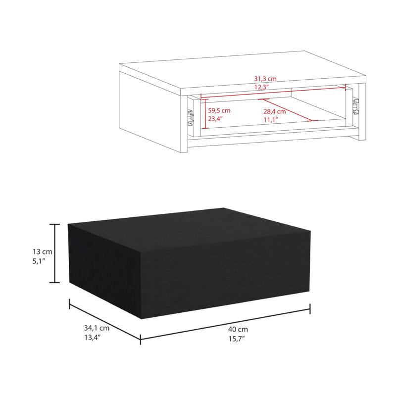 Table de chevet de style contemporain, Noir