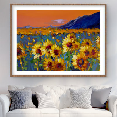 Field of Sunflowers - Romantic Landscapes Framed Print Decor