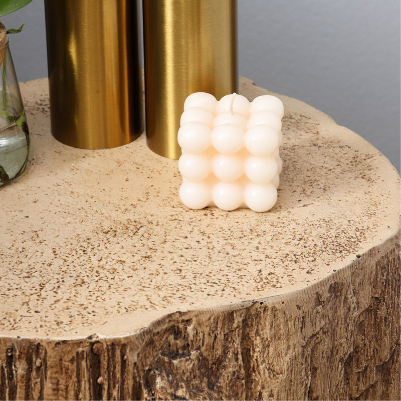 Table d'appoint en béton en forme d'arbre, plateau de table rond en grain de bois, pour l'intérieur et l'extérieur, capacité de charge de 198 lb, plateau décoratif, look, utilisation extérieure, capacité, 14,5 po x 17 po