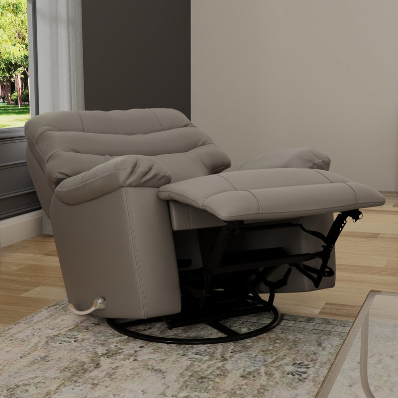 Global Home Swivel Glider Recliner With Manual Footrest In Oslo Sky, Light Gray