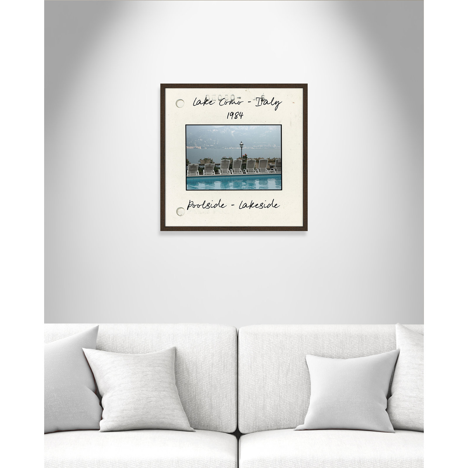 Travel Slide Collection "Lake Como, Italy" Print, Walnut Single Picture Framed Paper, 23.5" H x 23.5" W x 0.75" D