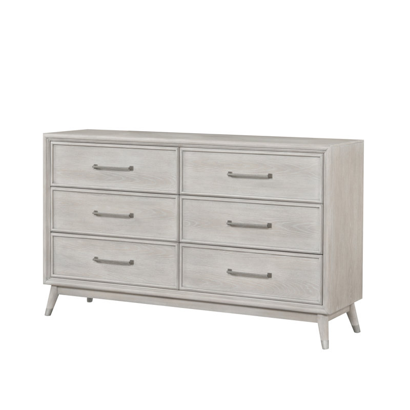 Commode de chambre à coucher 6 tiroirs Roundhill Haak, finition chêne gris