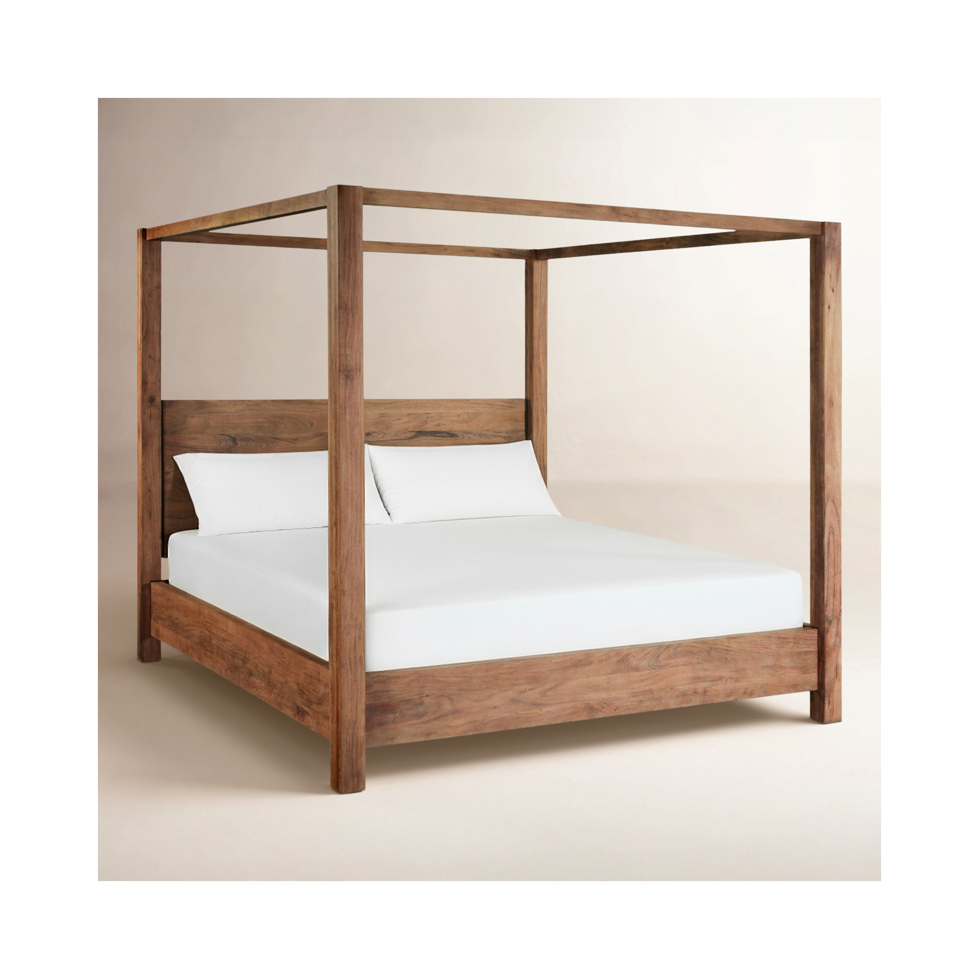 Xaydin Canopy Bed In Brushed Acacia, Queen