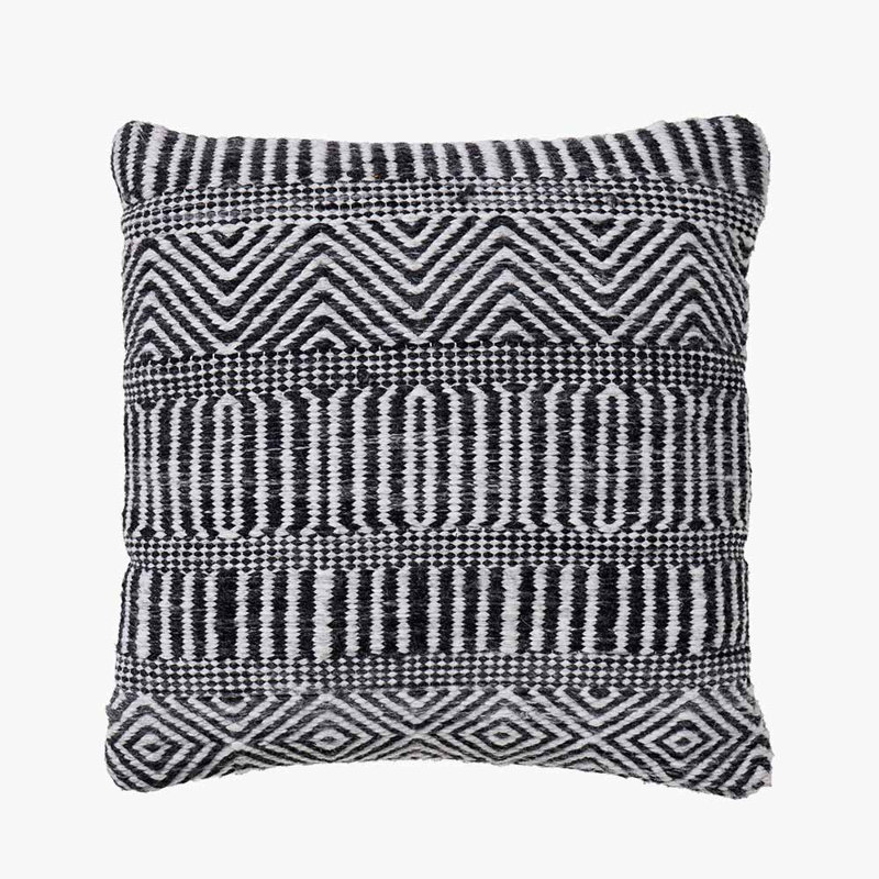 Indoor / Outdoor Geometric Square Cushion, Grey