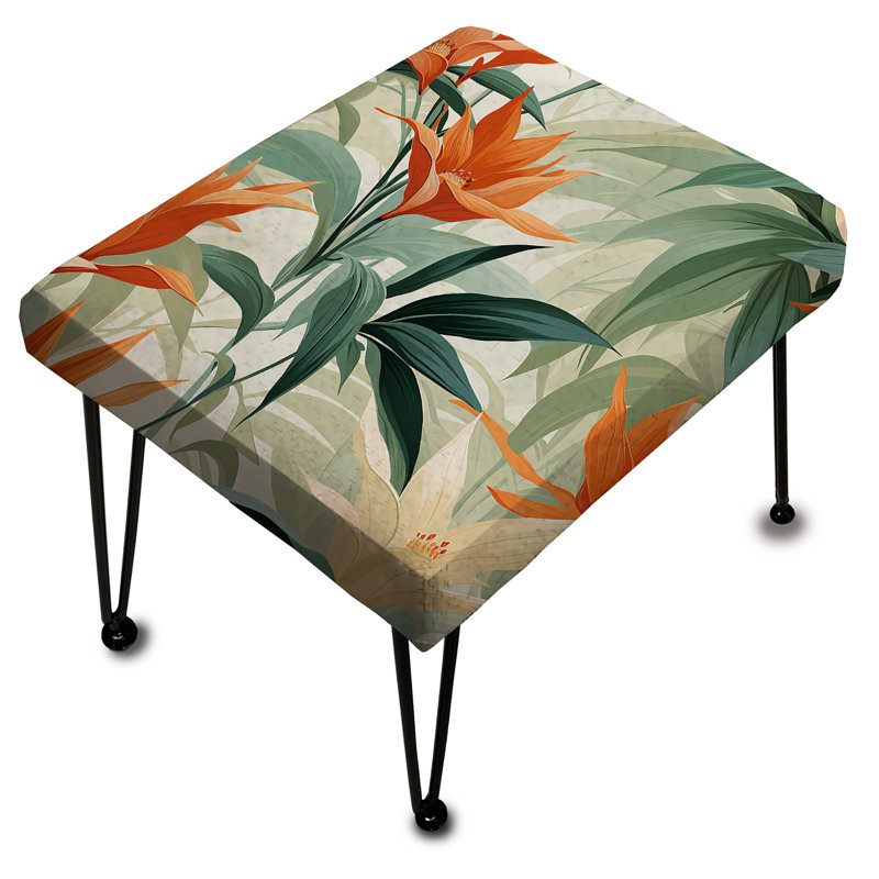 Motif tropical vert et orange en bambou Mirage