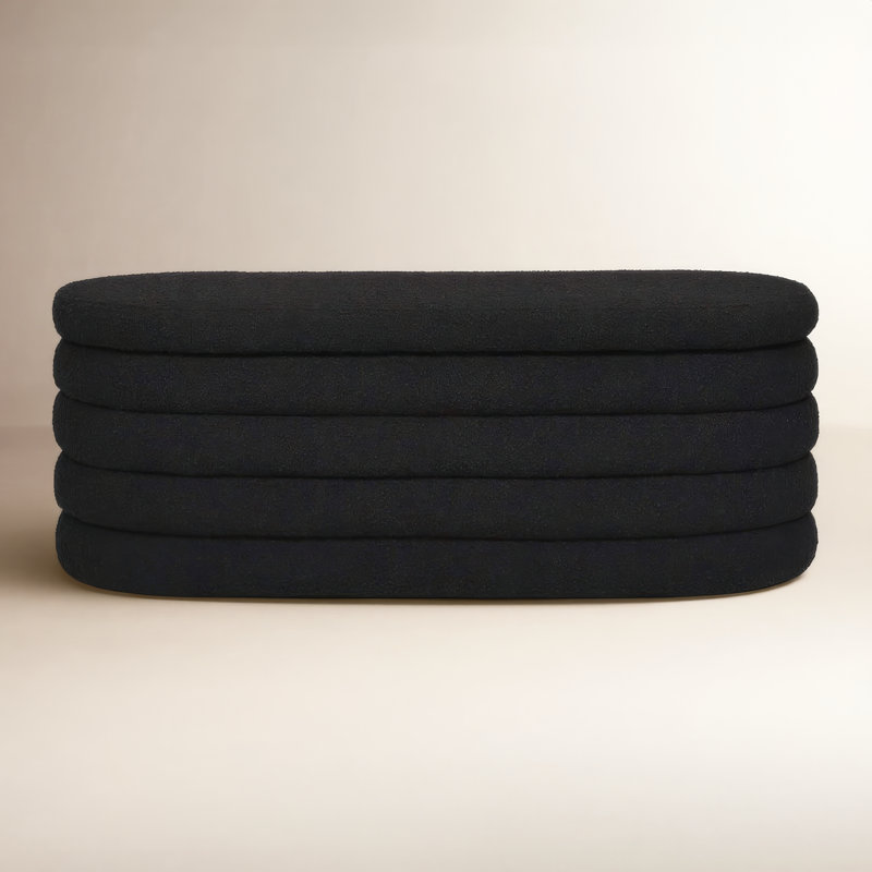 Upholstered Flip Top Storage Bench, Black